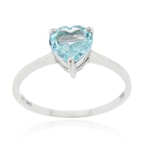 Sterling Silver Blue Topaz Solitaire Heart Ring