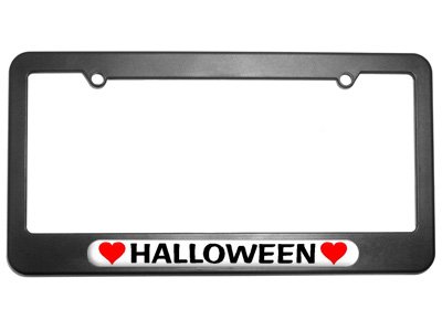 Halloween Love with Hearts License Plate Tag Frame