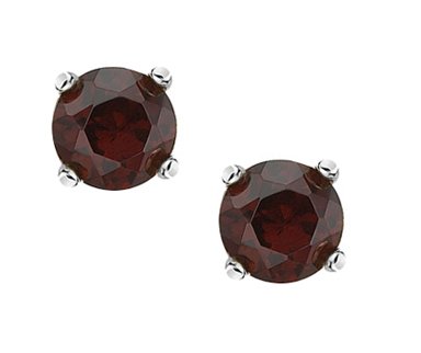 Sterling Silver 925 Genuine Garnet 4mm Brilliant Round Stud Earrings [Jewelry]