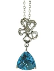 O&G Australia Natural Blue & White Topaz Pendant (4.36cttw), Set in 925 Sterling Silver with Rhodium Plating