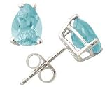 All-Natural Genuine 7x5 mm, Pear Shape Aquamarine earrings set in 14k White Gold