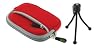 Sleeve Case (Red) and Tripod for Sony Cybershot DSC-W220 Digital Camera Black