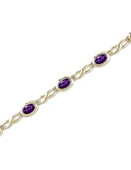 14kt Yellow Gold Oval Amethyst Bracelet.