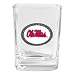 Square shot with metal applique featuring a photo-domed logo. Shot is approx 2 3/8IN tall. Applique is approx 1 inch across.