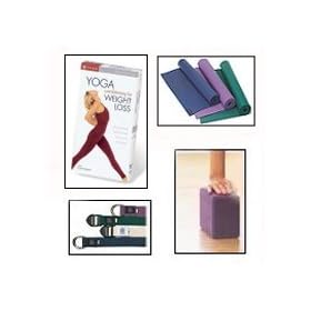 Weight Loss Yoga Package:Mat Color-Purple,Block Color-Blue Block,Strap Color-Navy ...