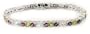 Sterling Silver Genuine Peridot, Blue Topaz, and Amethyst 7.5" Tennis Bracelet
