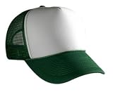Blank Trucker Hat/Cap - Baseball, Golf, Fishing - Green/White Front Panel