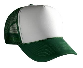 Blank Trucker Hat/Cap - Baseball, Golf, Fishing - Green/White Front Panel
