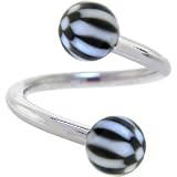 Black CHECKER BALL Spiral Twister Belly Ring