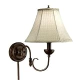 Swing Arm Plug in Lamp, Golden Bronze, Cream shade