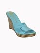 FORNARINA Sophie Wood Wedge Sandal in Aqua