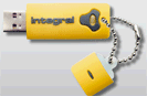 Integral USB Splash Drive,USB 2.0, 4GB, Yellow,Shock and Water Resistant