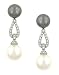 8.5-9mm Tahitian and 10-11mm Fresh Water Dangle Pearl Earrings with Pave and Bezel Set Diamonds Diamond .28cttw
