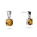 14K White Gold Cushion Genuine Citrine Earrings title=