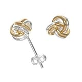Sterling Silver and 18kt Gold over Sterling Silver Two Tone Knotted Wire Stud 8mm Earring