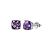 10k White Gold Amethyst Checkerboard Cushion Stud Earrings (6mm, 1.80 cttw)