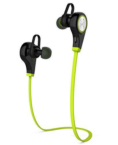 Aulker In-Ear Sport Bluetooth Headphone Wireless Sweatproof Stereo Earbud Headset Strong Heavy Bass Crystal Clear Sound Ergonomic Comfort Secure Fit, iPhone, Android Compatible, Noise Cancelling Mic