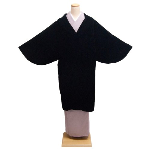 日本製 アゲハラ ベルベット コート ロング 着物 アゲハラ agehara ベルベットコート ブラック 黒色 M L サイズ　ヘチマ衿 仕立て上がり 和装 ロングコート 安心 高品質 国内縫製 製造地 山形県