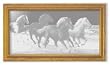 Horse Art Etching in Framed Wall Mirror, Solid Oak Frame, Hand-Rubbed Finish, 15 x 27 inches