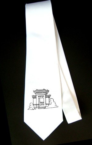 Party Decoration Necktie with black and white, religion, temple, structure, China, architecture, Asia, building