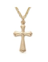 Highest Quality 14K Gold over .925 Sterling Silver Cross Pendant Necklace in a Pointed Ends Design Cross Pendant Necklaces Gold Gift Boxed.w/Chain Necklace 18" Length Gift Boxed.