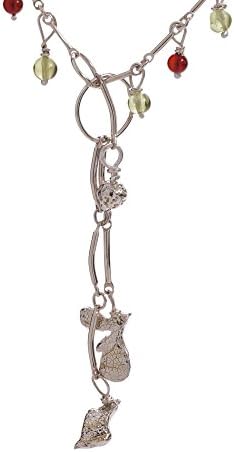 Sassafras leaf peridot-carnelian necklace