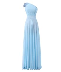 Pleated Beaded Chiffon Halter One Shoulder Evening Dress/Bridesmaid Dress/Prom Dress 