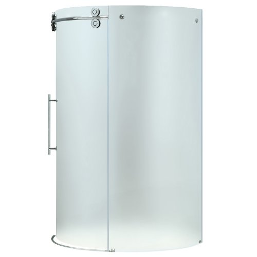 Vigo Industries VG6031CHMT40L Frameless Round Frosted Enclosure, Chrome