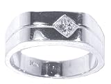 6MM 14K. White Gold 0.25Ct. Princess Cut Diamond Men's Ring