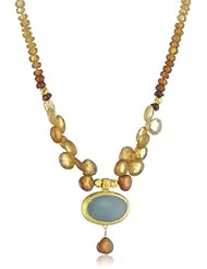 Nava Zahavi Hessonite and Aquamarine Handmade 24K Gold Pendant Necklace