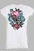 Ankh Royalty White Crystalled Roses Fleur-de-Lis Heart Crown Short Sleeve Tee Shirt