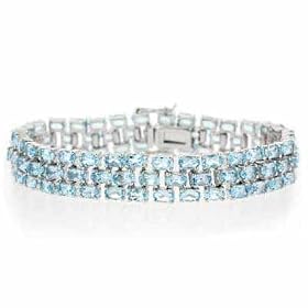 Sterling Silver 26.6 Carat Genuine Blue Topaz Tennis Bracelet by SilverSpeck.com