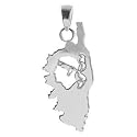 1001 Bijoux - Pendentif grande carte corse tête de maure découpée argent rhod
