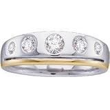 14K Two Tone Gold Diamond Bridal Duo Ring Size 11