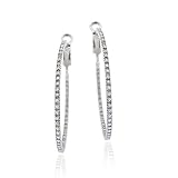 Sterling Silver Diamond Accent 45mm Inside Out Hoop Earrings