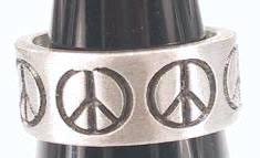 Peace Sign Signs Engraving Print Pewter Toe Ring
