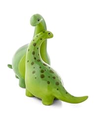 Green Brontosaurus Dinosaur Salt & Pepper Shaker Set, 3.75 Inches, Ceramic