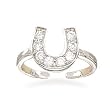 Rhodium Plated CZ Horseshoe Toe Ring