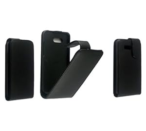 BUY ONE AND GET ANOTHER FREE OF HTC HD MINI STYLISH SMOOTH BLACK LEATHER FLIP CASE COVER POUCH