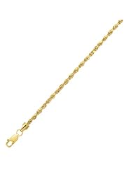 10K Yellow Gold 20" 2.5mm Polish Diamond Cut Hollow Sparkle Rope Chain With Lobster Clasp