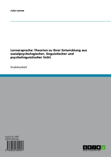 Lernersprache: Theorien zu ihrer Entwicklung aus sozialpsychologischer, linguistischer und psycholinguistischer Sicht (German Edition)