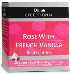 Dilmah T-Series Rose With French Vanilla, 20 Count Luxury Leaf Tea Bags (780658842046)