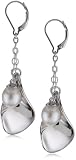 ELLE Jewelry Pearl And Petal Dangle Sterling Silver Earrings