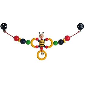 Clip on wooden buggy string / pram chain - Bee Toy
