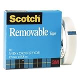 Removable Matte Write-On Tape, 3/4 x 2592, 3 Core