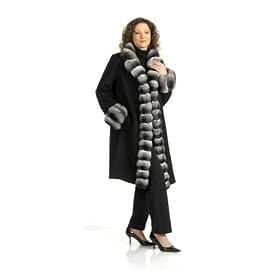 Buy 100% 17 Ounce Loro Piana Cashmere Straight Body 7 8 Coat w Natural Chinchilla Tuxedo and Cuffs... by FursNewYork