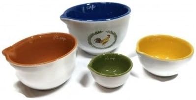 Kitchen Measuring Set Bundle Cups Spoons with Spoon Rest Ceramic Tuscan Orange Yellow Green