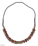 Bead and brass necklace, 'Beloved Mother'