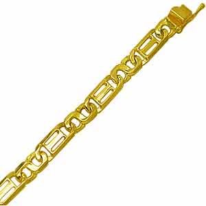 14Kt Yellow Gold Handmade Stylish Greek Key Men's Bracelet