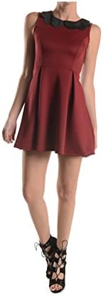 2LUV Women's Sleeveless Sit & Flare Dress W/ Scalloped Collar Burgundy S (D3958)